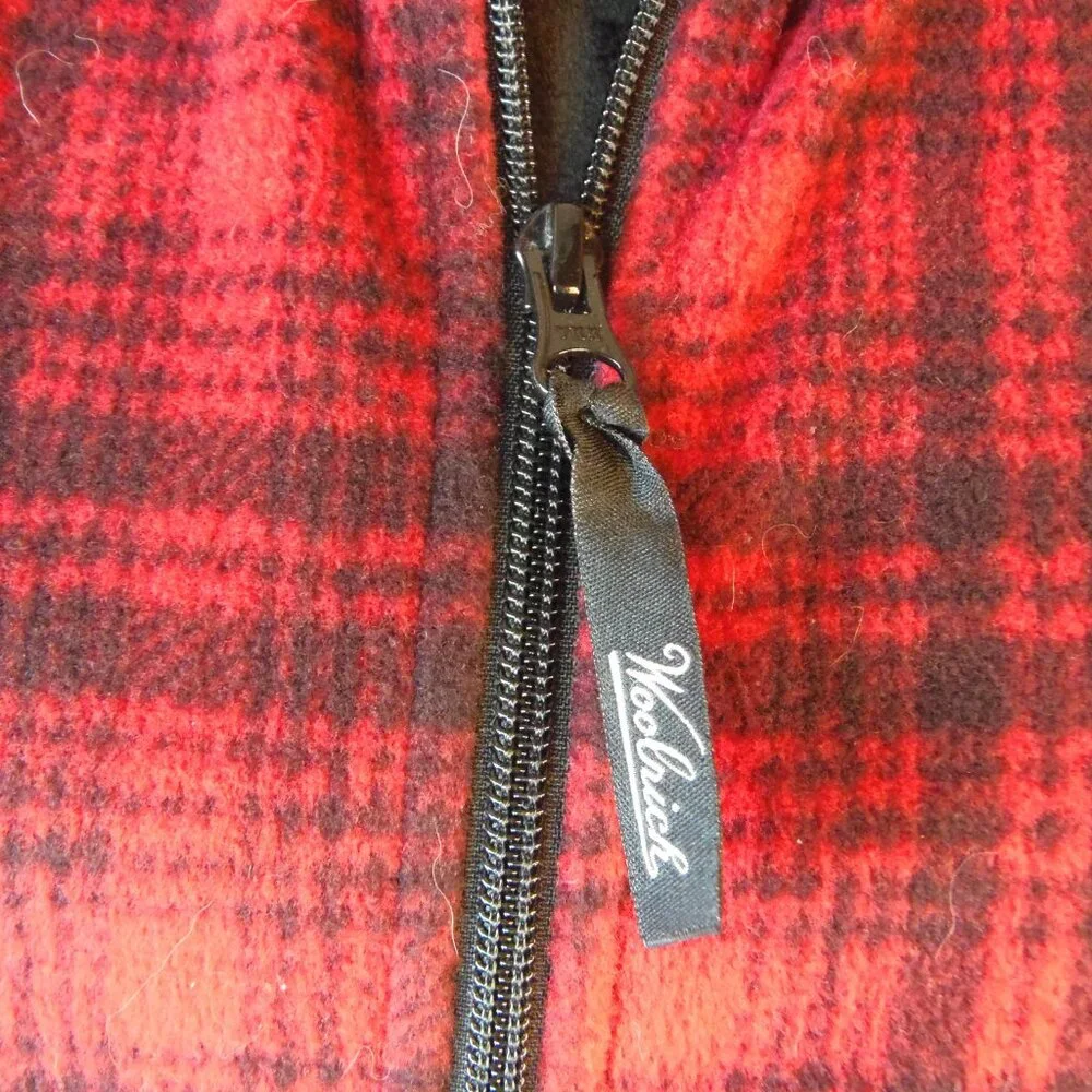 Woolrich Fleece Vest‎ Womens M Red Black Hunt Plaid Outdoor Lightweight Warm